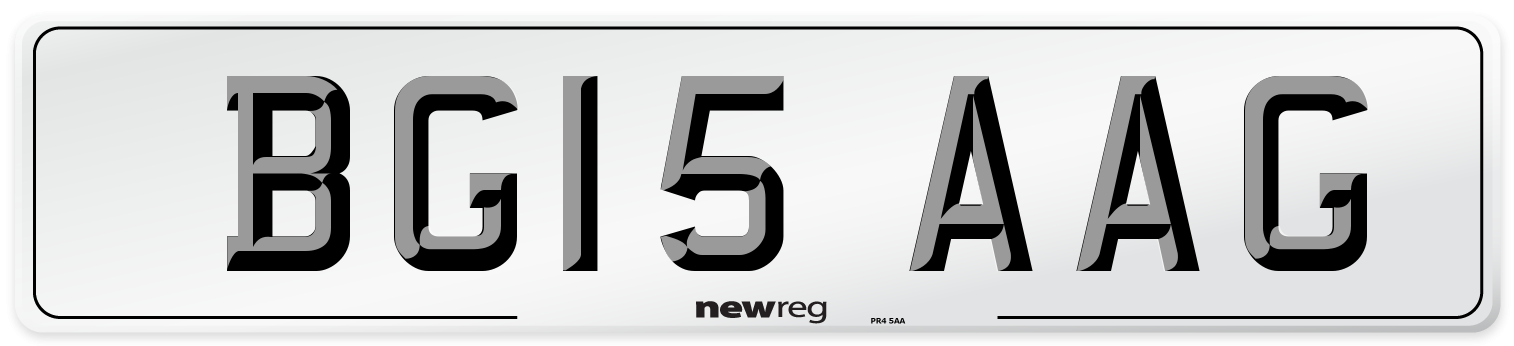 BG15 AAG Number Plate from New Reg